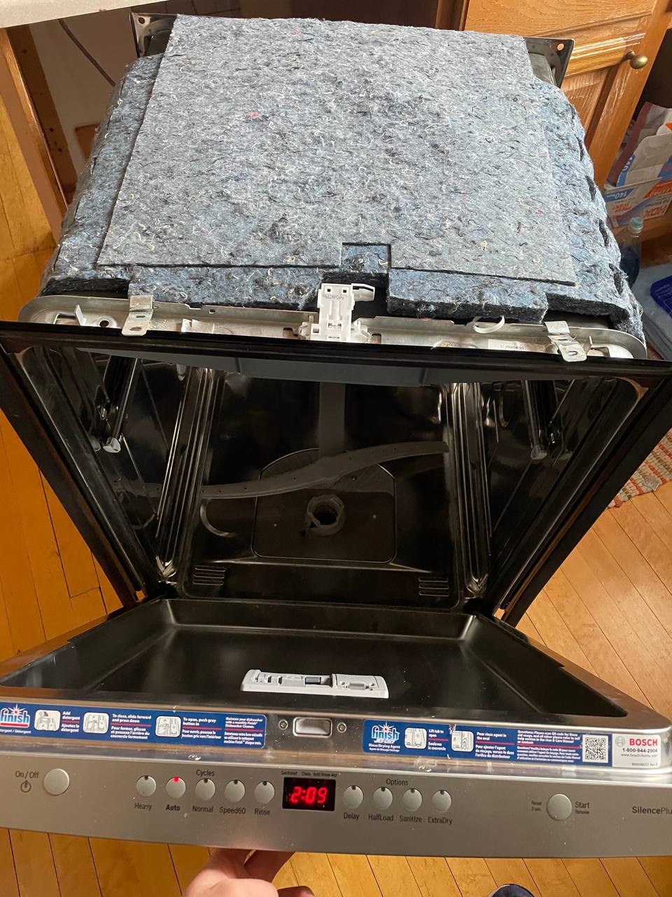 Dishwasher opened for repair